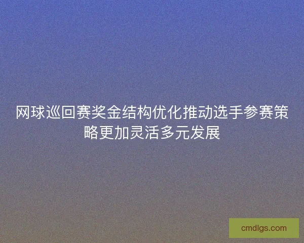 网球巡回赛奖金结构优化推动选手参赛策略更加灵活多元发展